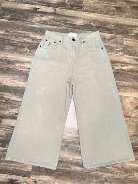 One Teaspoon Womens Jeans Size 30 Gray High Rise Wide Leg Cropped Denim